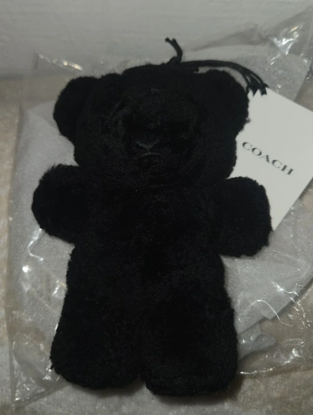 Coach Teddy Bear Bag Charm Shearling Glovetanned Leather Black New With Tags